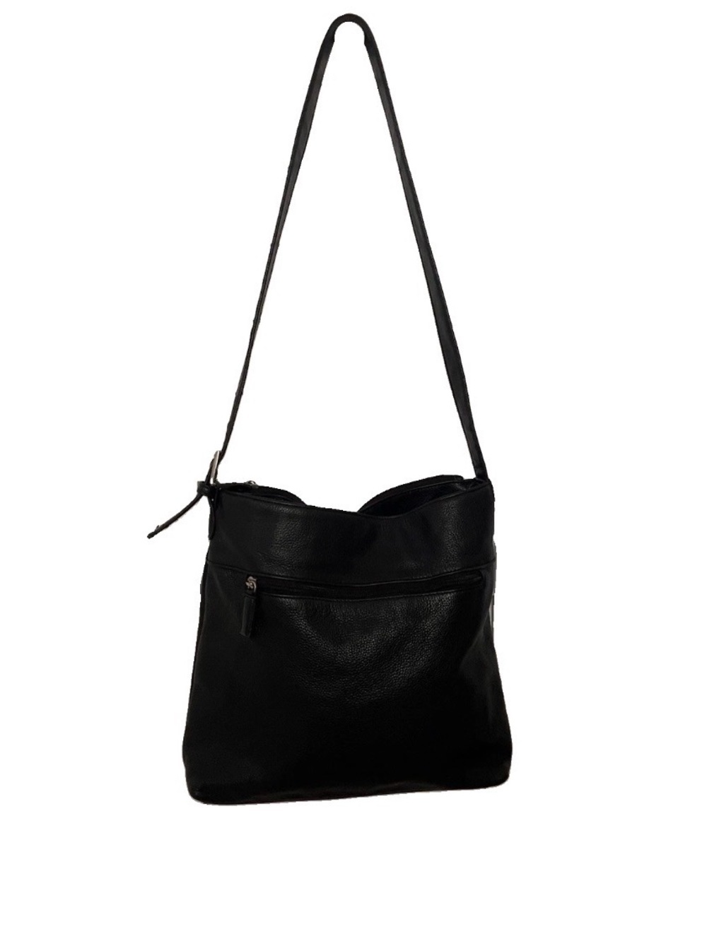 Vintage Large Sonoma Black Pebbled Leather Crossbody Purse Bag Tote Y2K